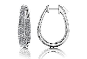 Ravishing Diamond Oval Earrings Diamond  with 1.55 ct.(finished) 1mm, 1.2mm, 1.4mm