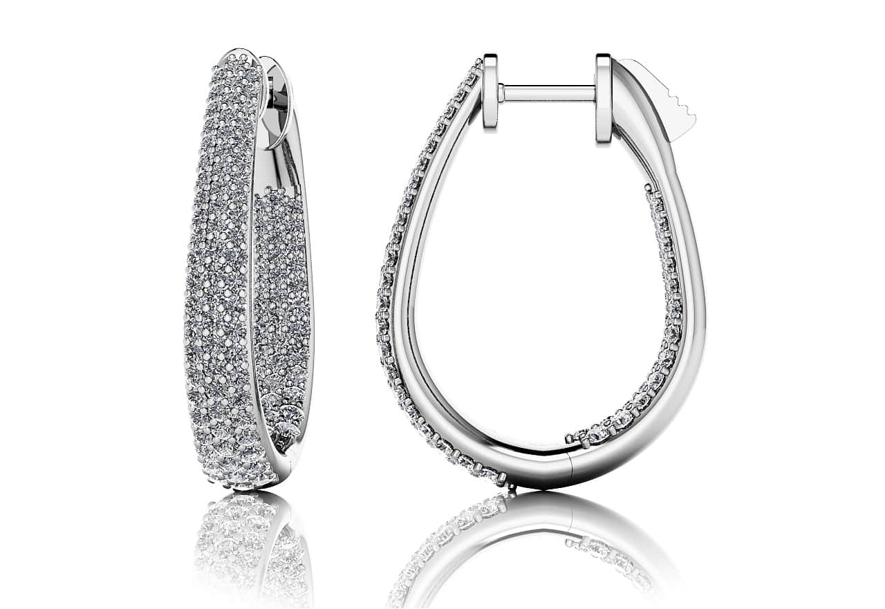 Ravishing Diamond Oval Earrings Lab-Grown Diamond  with 2.35 ct.(finished) 1.3mm, 1.5mm, 1.7mm