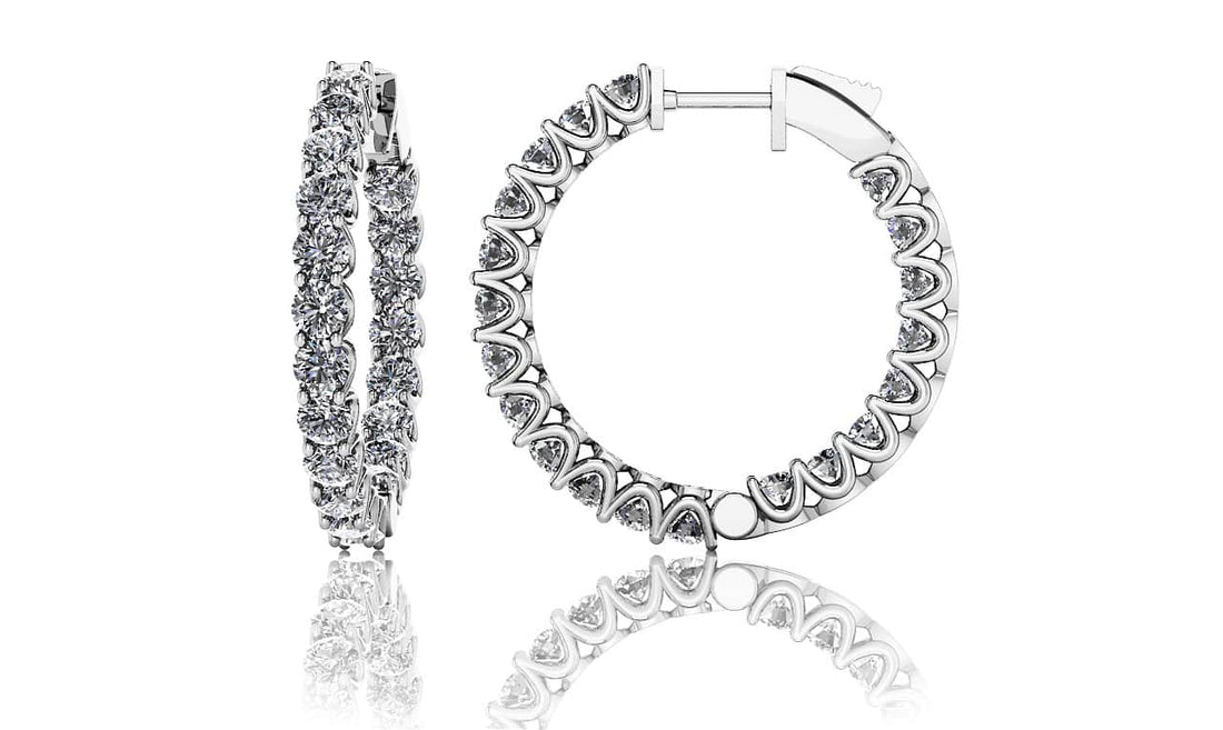 Small Diamond Huggie Hoop Earrings Lab-Grown Diamond  with 1.72 ct.(finished) 2mm