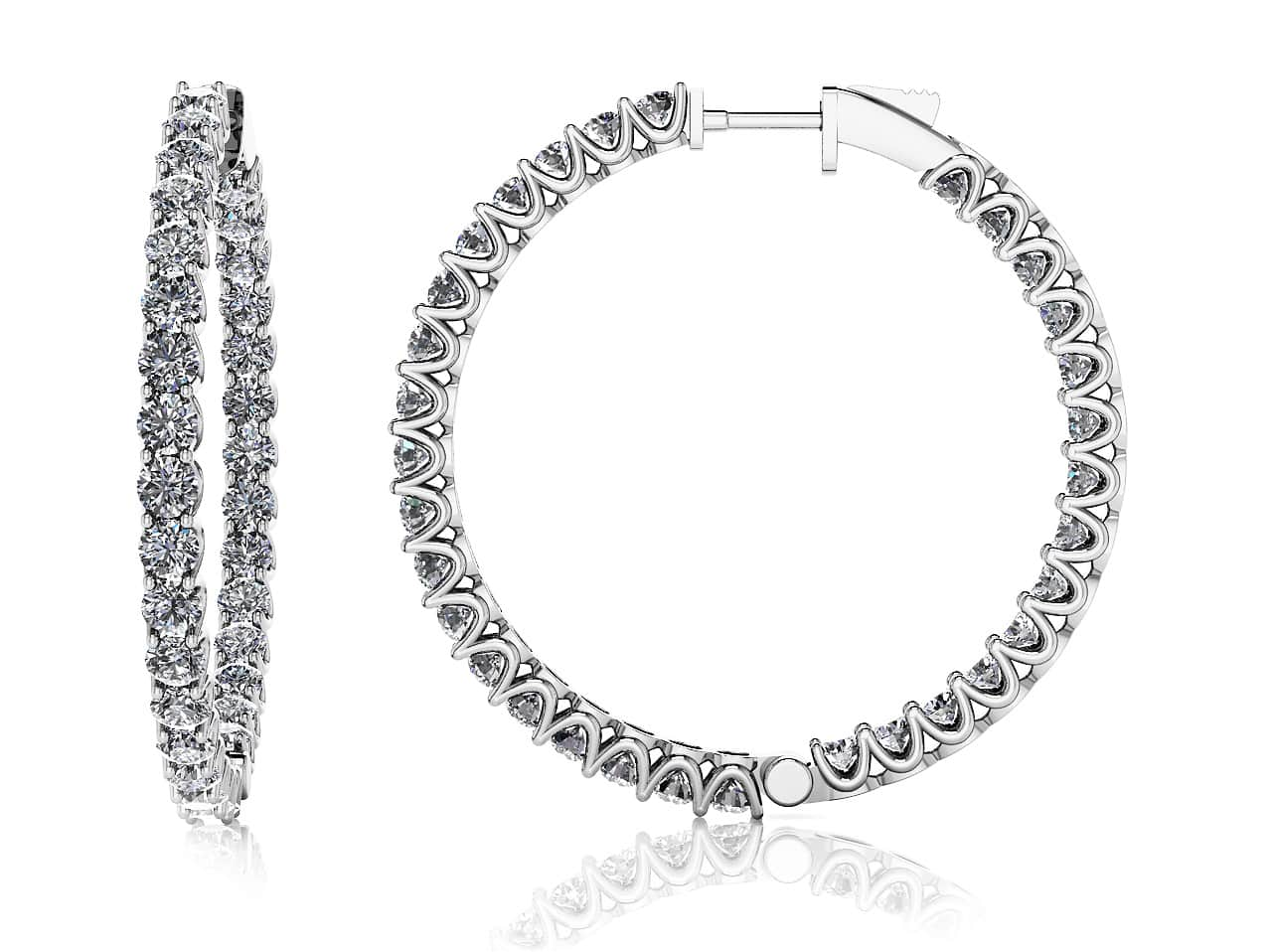 Large Hoop Diamond Earrings Lab-Grown Diamond  with 6.51 ct.(finished) 3mm