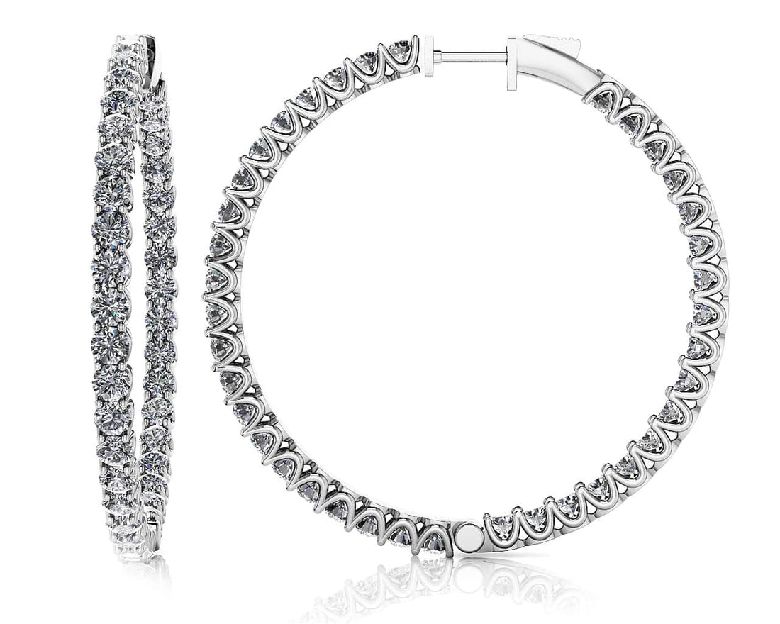 Extra Large Hoop Diamond Earrings Diamond  with 7.98 ct.(finished) 3mm