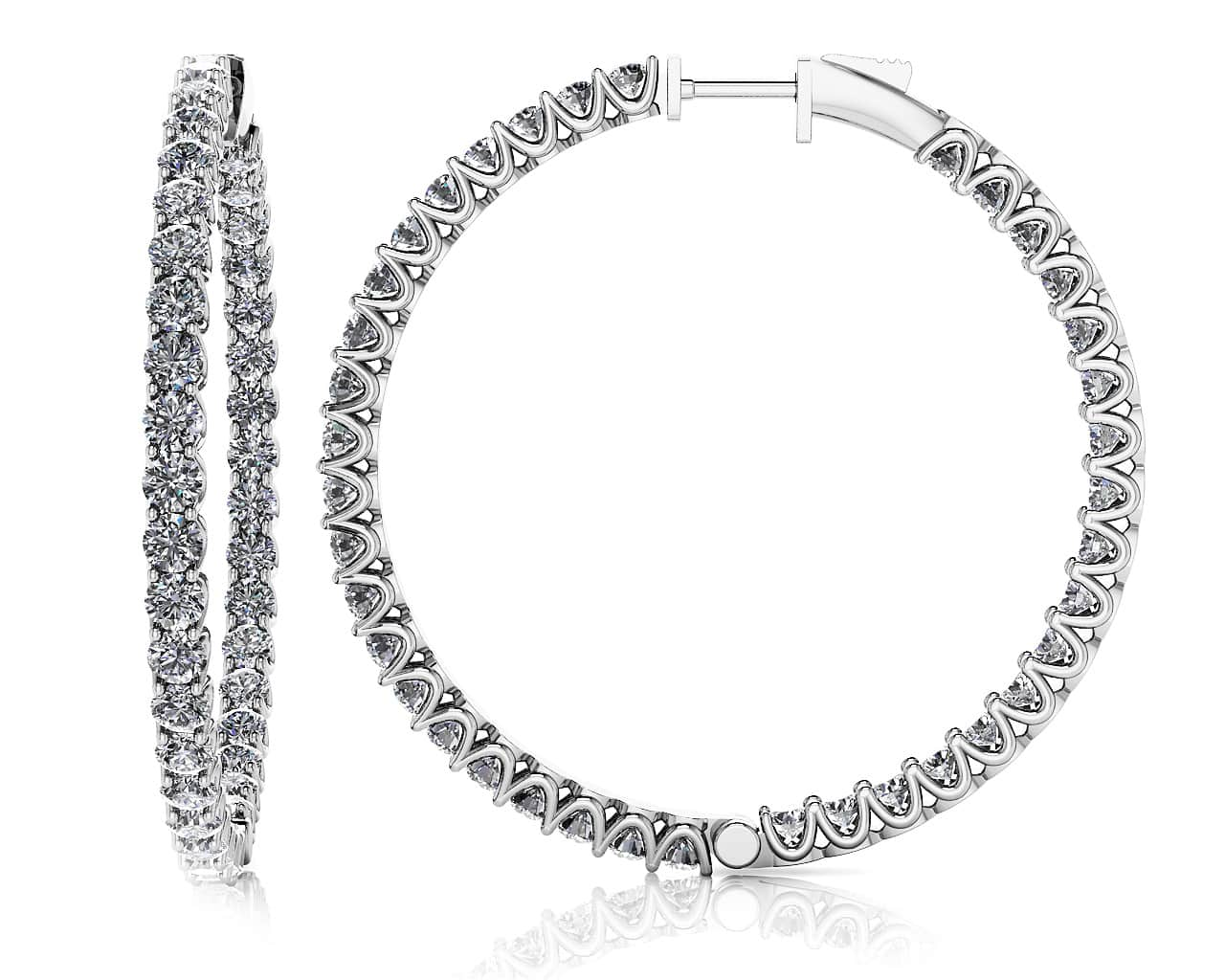 Extra Large Hoop Diamond Earrings Lab-Grown Diamond  with 5.40 ct.(finished) 2.5mm