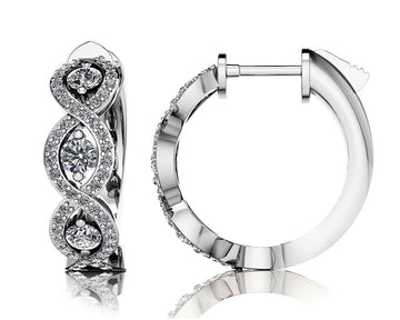 Infinity Diamond Hoop Earrings Lab-Grown Diamond  with 0.72 ct.(finished) 1mm, 2.5mm