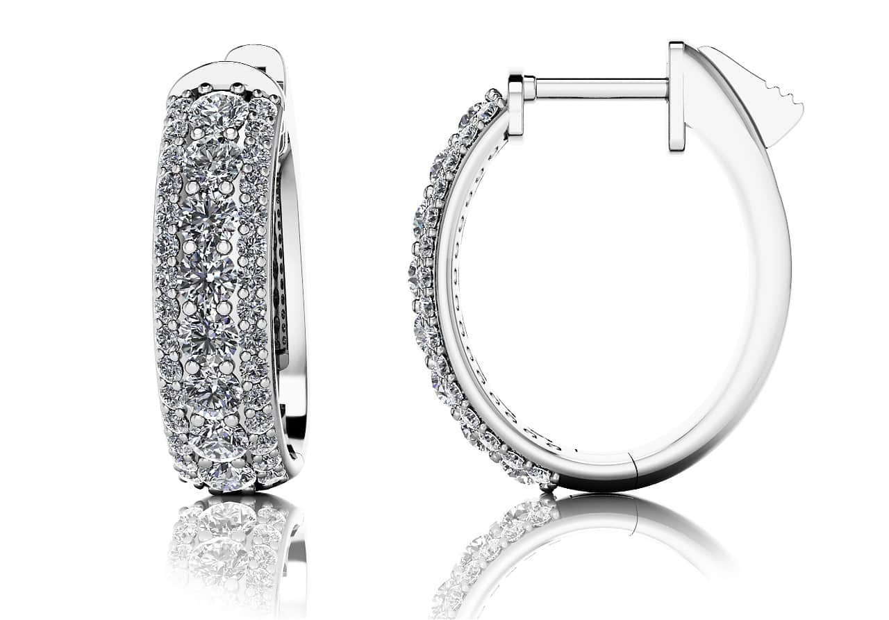 Glamorous Diamond Oval Hoop Earrings Lab-Grown Diamond  with 1.44 ct.(finished) 1.2mm, 2.5mm