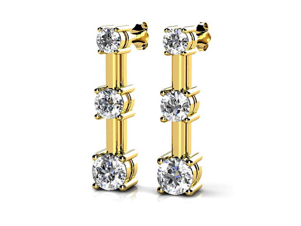 Graduated Triple Diamond Earrings In Lab-Grown Diamond  with 1.00 ct.(finished) 2.7mm, 3.4mm, 4.2mm