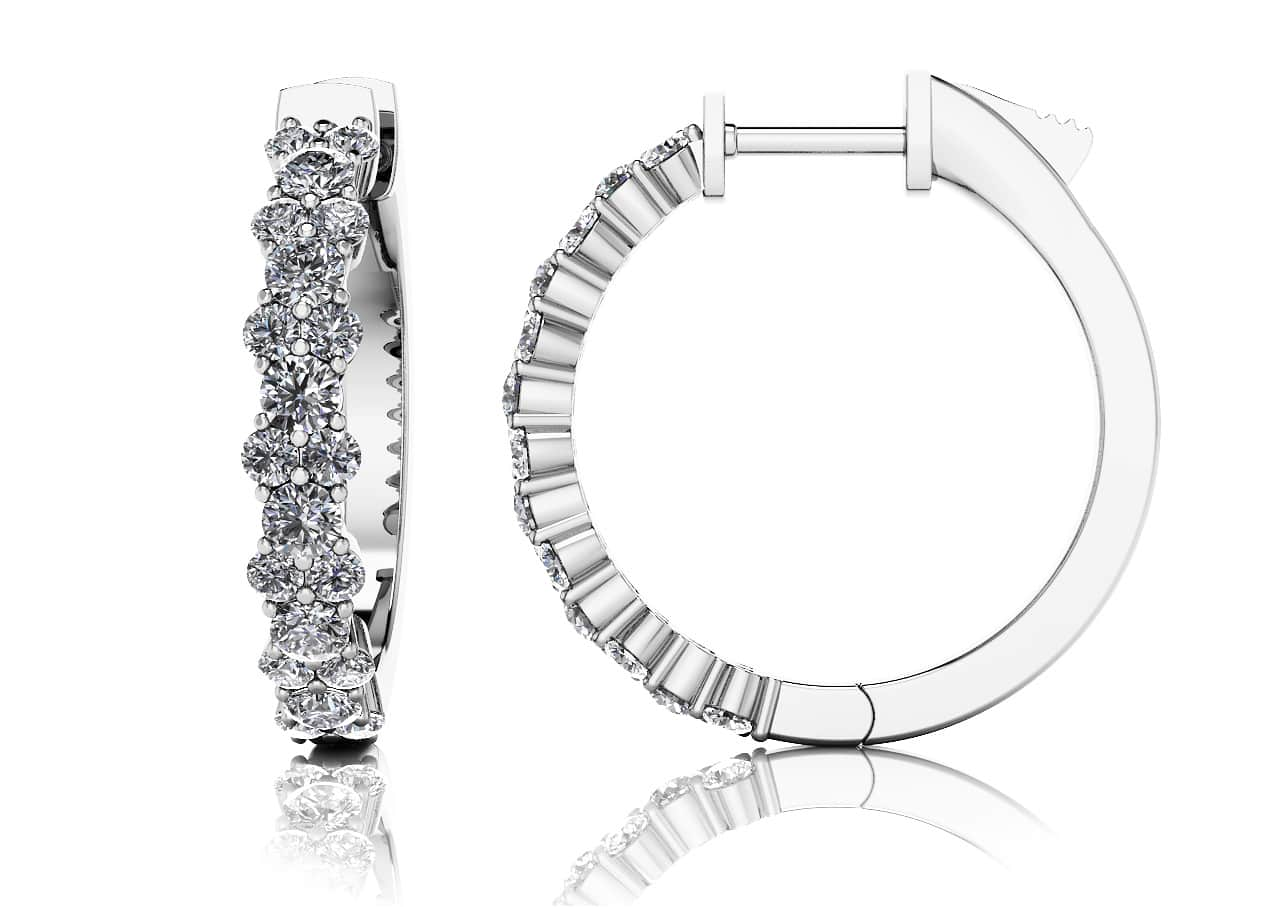 Delightful Diamond Hoop Earrings Diamond  with 1.68 ct.(finished) 1.9mm, 2.6mm