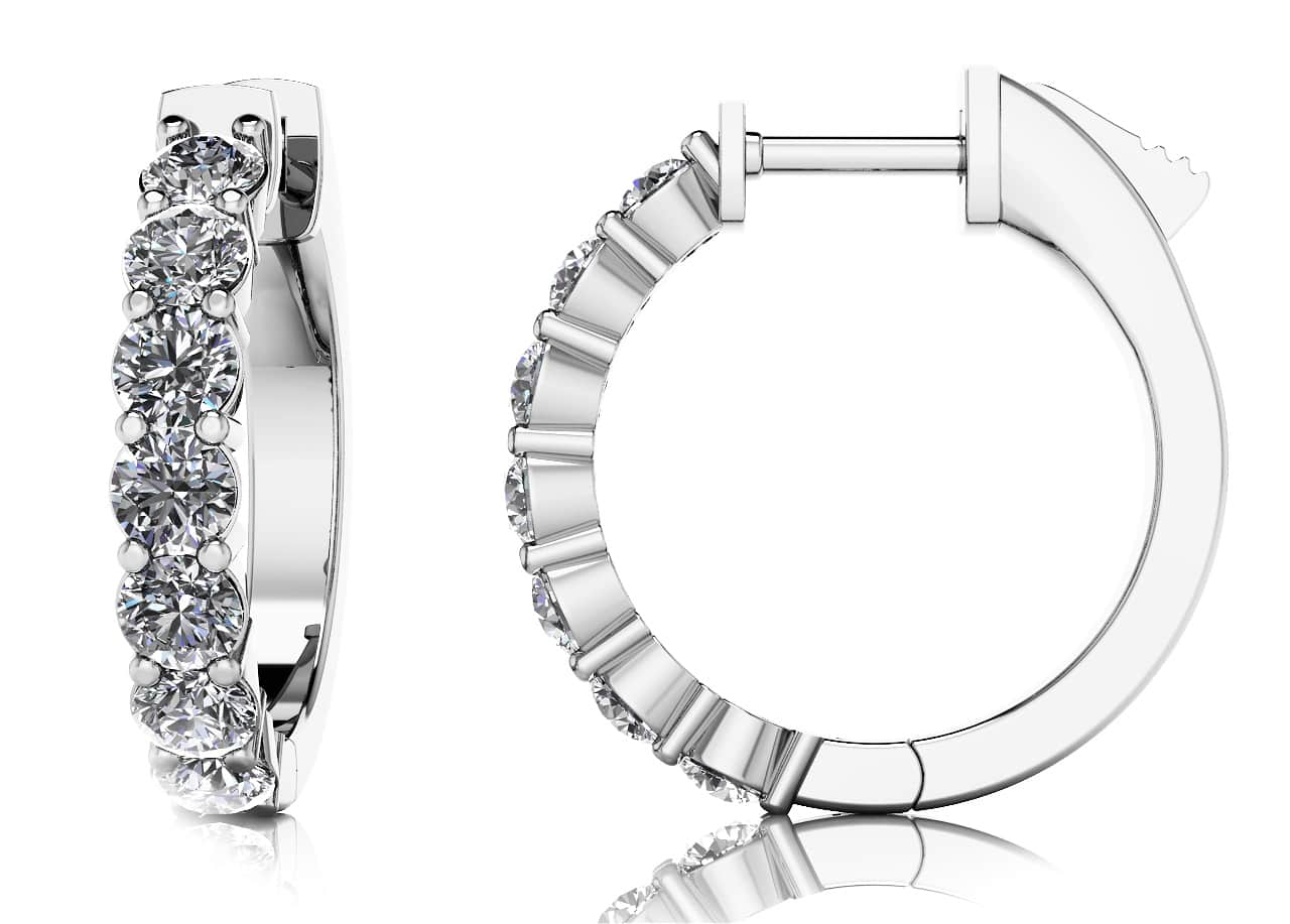 Elegant Diamond Hoop Earrings Lab-Grown Diamond  with 0.84 ct.(finished) 2.5mm