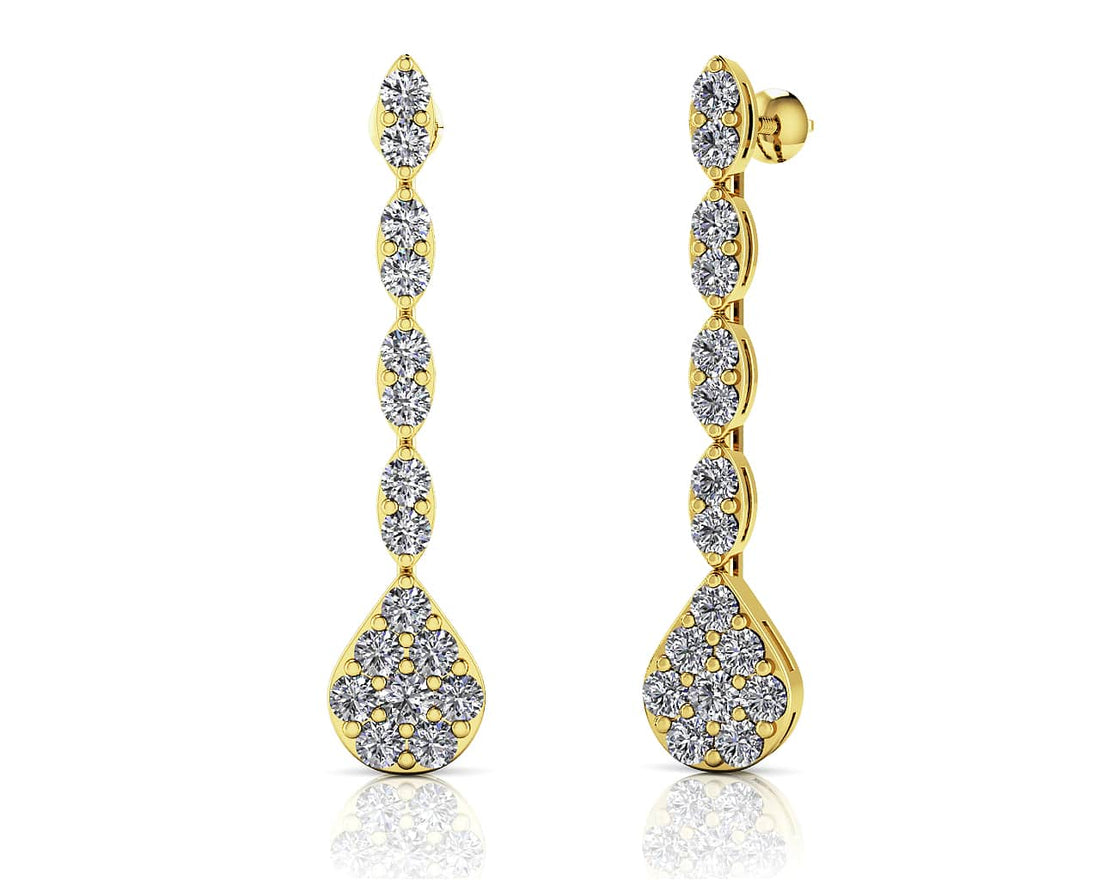 Sparkling Pear Drop Cluster Earrings Lab-Grown Diamond  with 1.96 ct.(finished) 2.5mm, 2.75mm