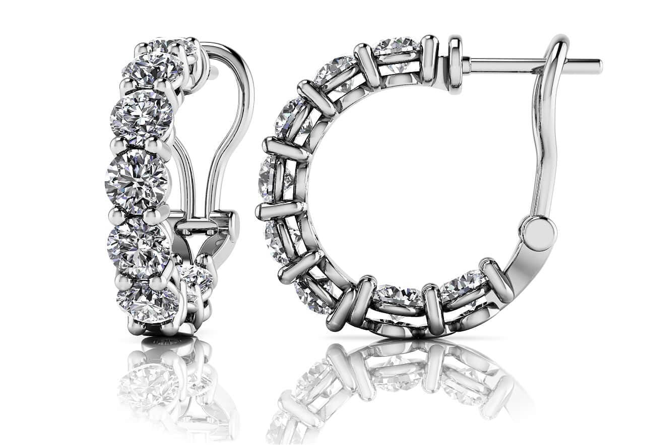 Glittering Diamond Hoop Earrings Diamond  with 2.88 ct.(finished) 3.5mm