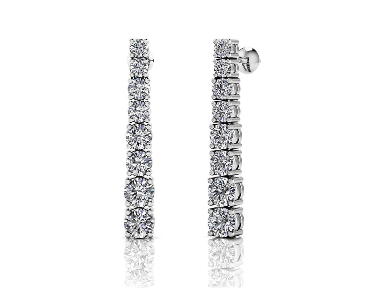 Graduated Round Diamond Dangle Drop Earrings Lab-Grown Diamond  with 1.05 ct.(finished)