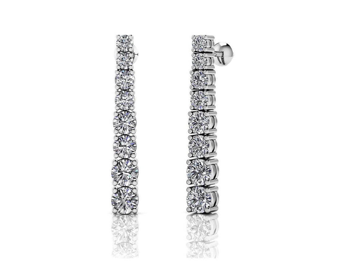 Graduated Round Diamond Dangle Drop Earrings Lab-Grown Diamond  with 1.43 ct.(finished)