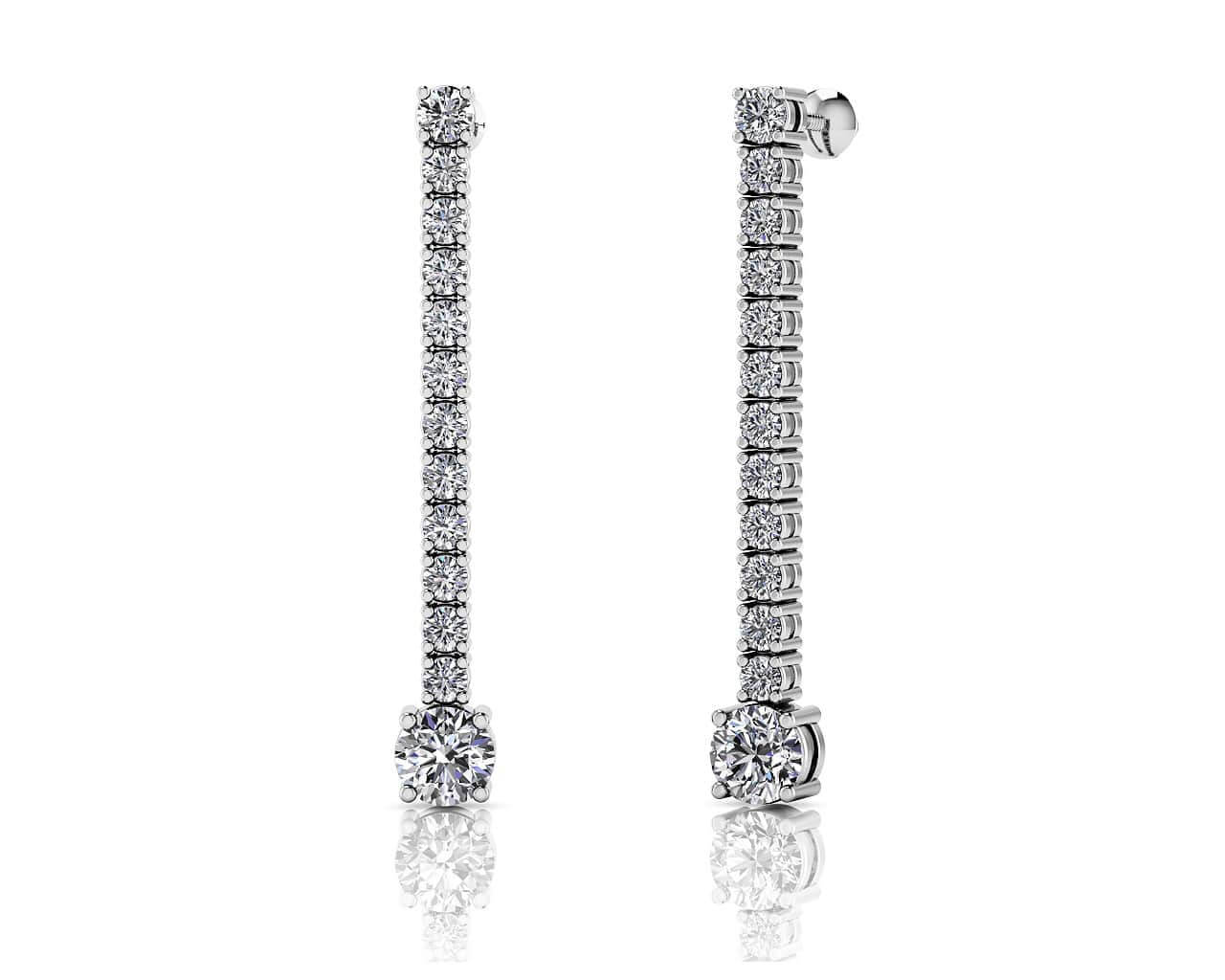 Dazzling Dangle Diamond Drop Earrings Lab-Grown Diamond  with 1.55 ct.(finished) 2mm, 2.5mm, 4.5mm