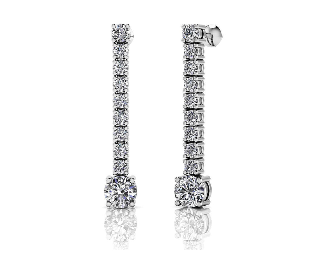 Twenty Diamonds Dangle Drop Earrings Lab-Grown Diamond  with 0.97 ct.(finished) 2mm, 2.5mm, 3.5mm