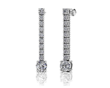 Twenty Diamonds Dangle Drop Earrings Lab-Grown Diamond  with 1.35 ct.(finished) 2mm, 2.5mm, 4.5mm