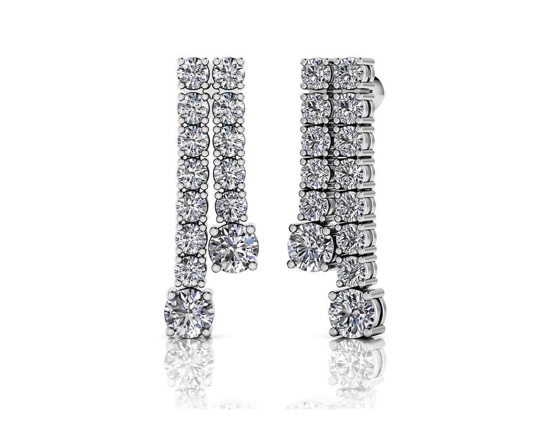 Double Strand Graduated Diamond Dangle Earrings Diamond  with 1.63 ct.(finished) 2mm, 3.5mm