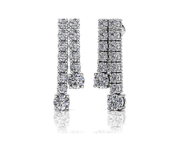 Double Strand Graduated Diamond Dangle Earrings Diamond  with 3.32 ct.(finished) 2.5mm, 4.5mm