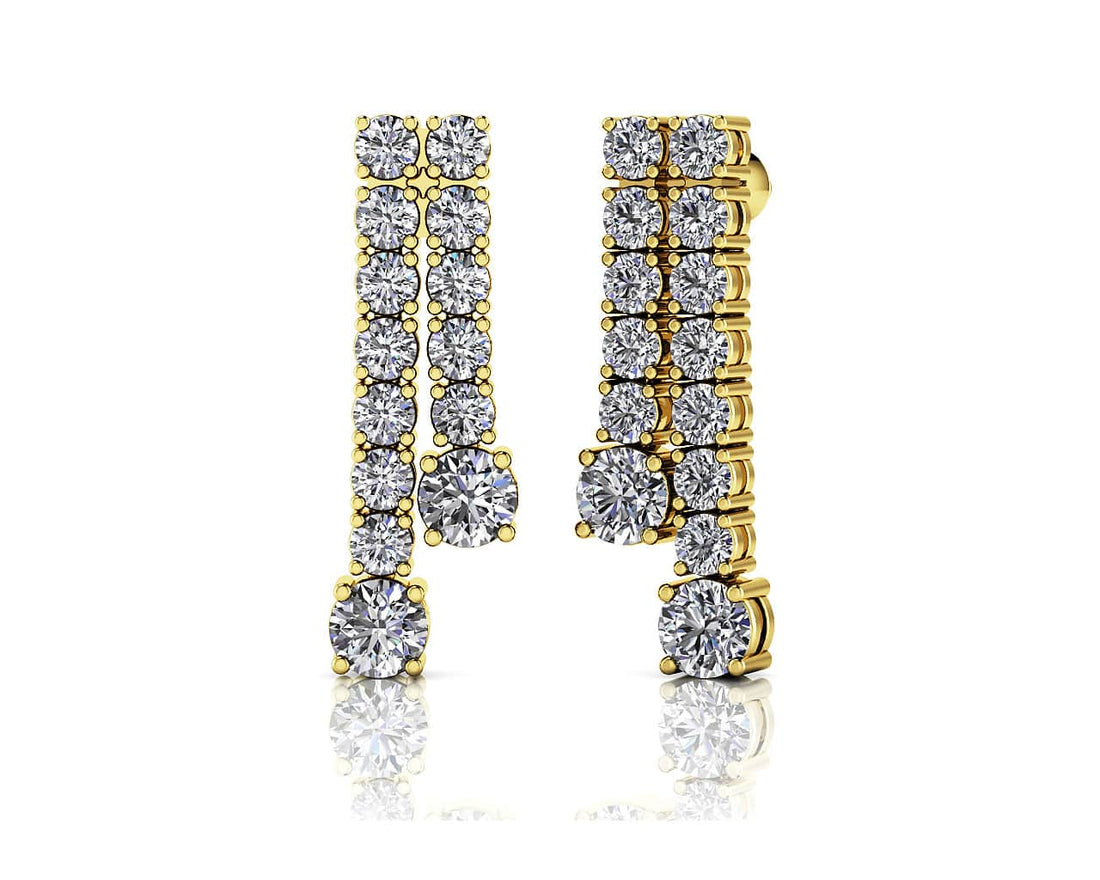 Double Strand Graduated Diamond Dangle Earrings Lab-Grown Diamond  with 1.63 ct.(finished) 2mm, 3.5mm