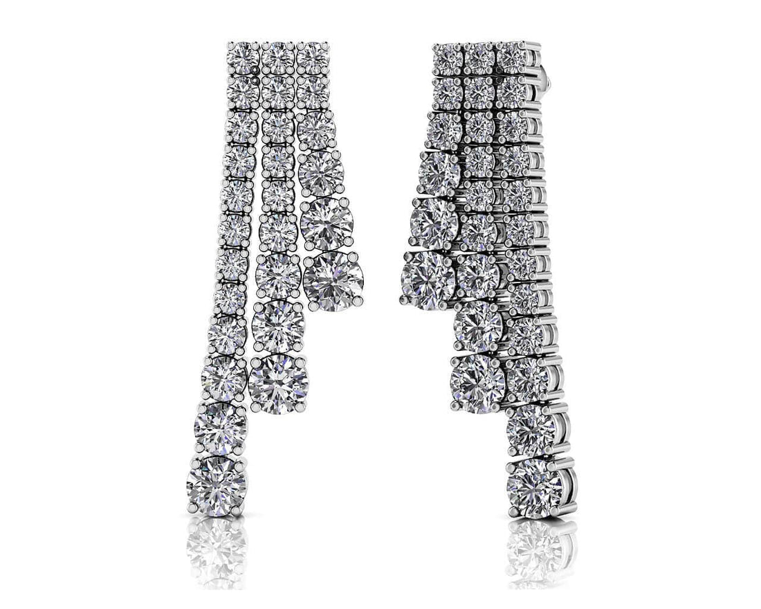 Graduated Diamond Triple Row Drop Earrings Lab-Grown Diamond  with 4.44 ct.(finished)