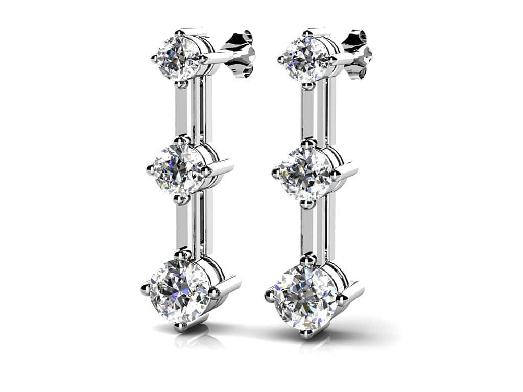 Diamond Prong Set Triple Earrings Diamond  with 0.52 ct.(finished) 2.2mm, 2.8mm, 3.4mm