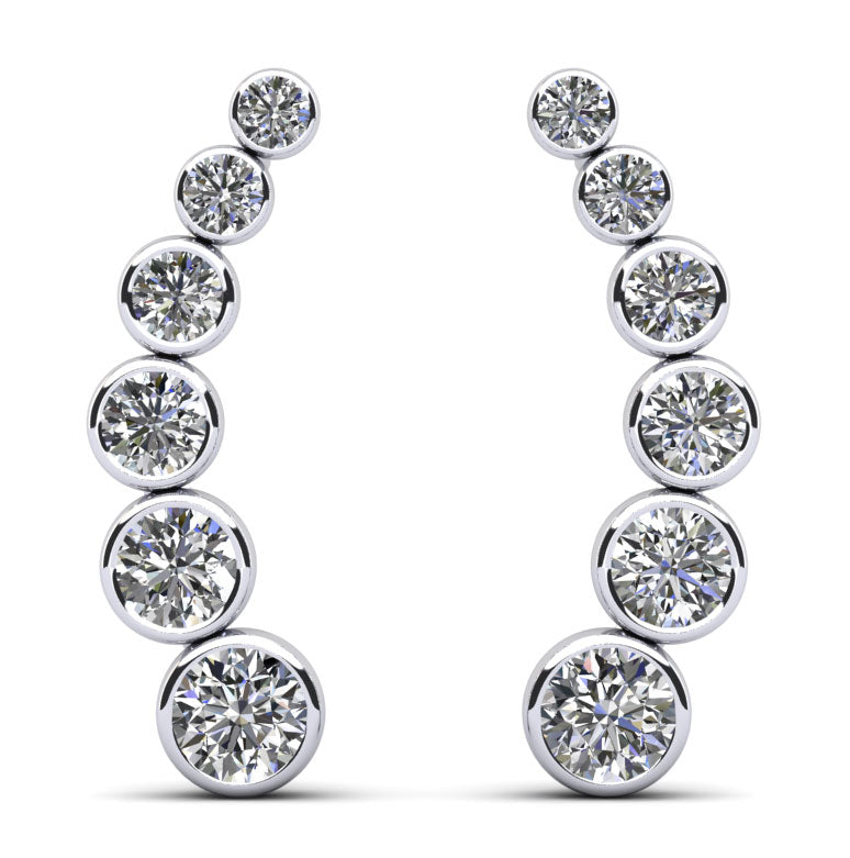 Bezel Set Diamond Journey Earrings Lab-Grown Diamond  with 2.01 ct.(finished)