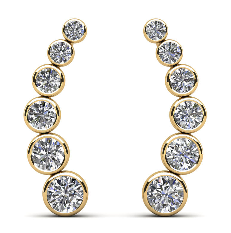 Bezel Set Diamond Journey Earrings Lab-Grown Diamond  with 2.01 ct.(finished)