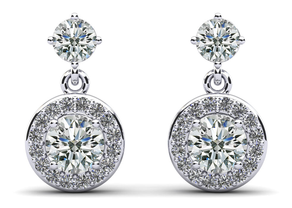 Heavenly Halo Drop Earrings Diamond  with 1.08 ct.(finished) 1mm, 3.8mm, 4mm