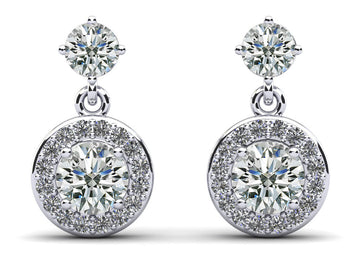 Heavenly Halo Drop Earrings Lab-Grown Diamond  with 2.00 ct.(finished) 1.1mm, 3.8mm, 5.5mm