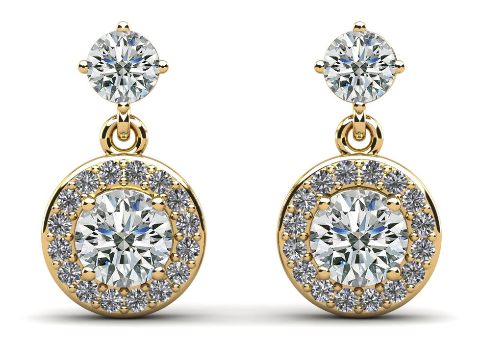 Heavenly Halo Drop Earrings Lab-Grown Diamond  with 1.64 ct.(finished) 1.1mm, 3.8mm, 5mm