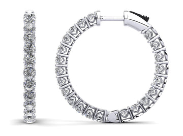 Sweetheart Single Row Inside Out Diamond Hoop Earrings Small Lab-Grown Diamond  with 3.78 ct.(finished) 2.8mm