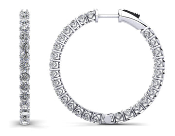 Sweetheart Single Row Inside Out Diamond Hoops Medium Lab-Grown Diamond  with 3.10 ct.(finished) 2.3mm