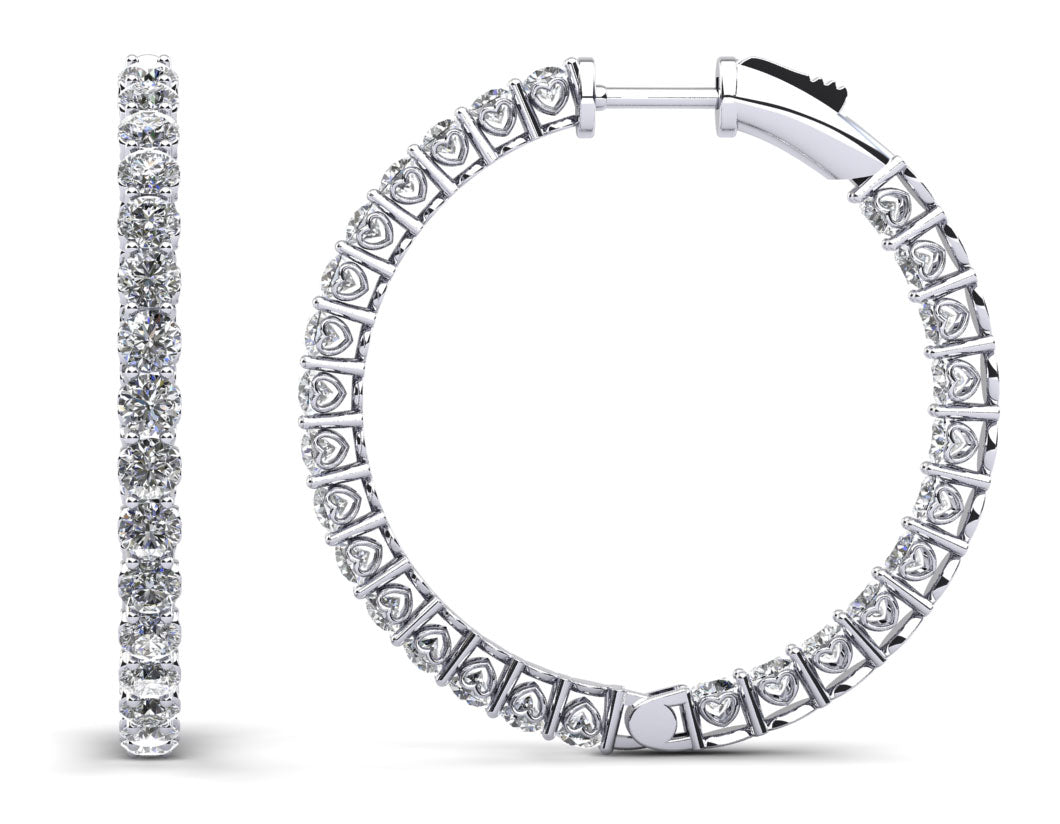 Sweetheart Single Row Inside Out Diamond Hoops Medium Diamond  with 5.46 ct.(finished) 3mm