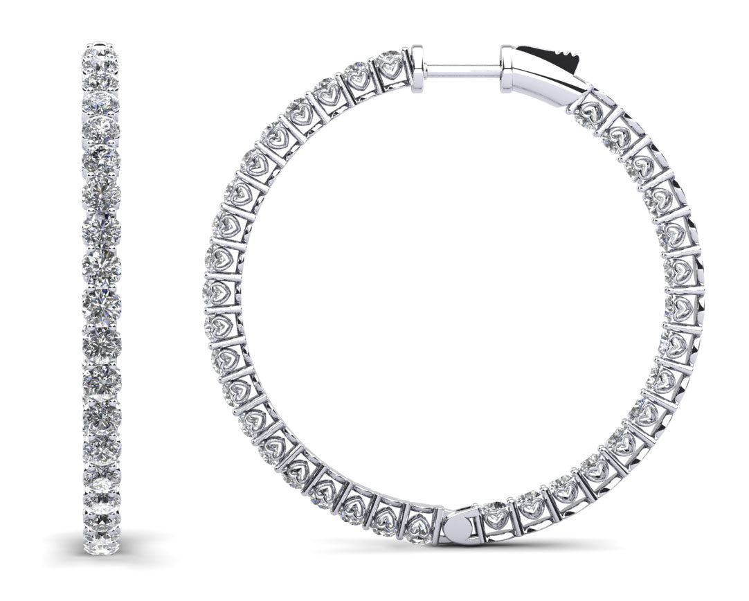 Sweetheart Single Row Inside Out Diamond Hoop Earrings Large Lab-Grown Diamond  with 3.95 ct.(finished) 2.3mm