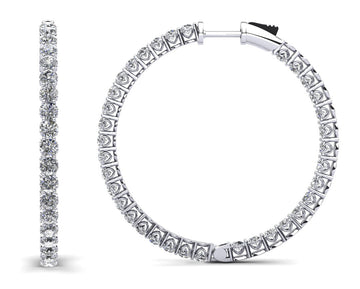 Sweetheart Single Row Inside Out Diamond Hoop Earrings Large Lab-Grown Diamond  with 6.02 ct.(finished) 2.8mm