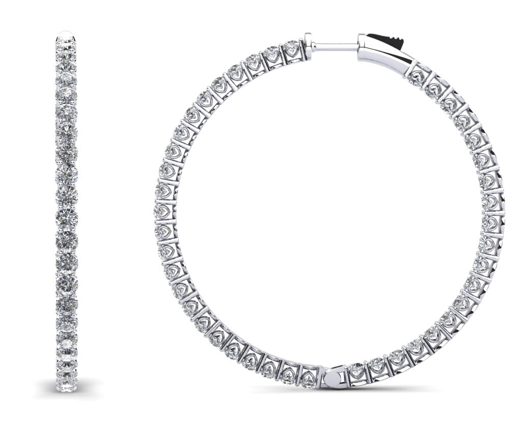 Sweetheart Single Row Inside Out Diamond Hoops Extra Large Lab-Grown Diamond  with 4.70 ct.(finished) 2.3mm