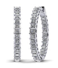 Princess Cut Diamond Hoop Earrings Medium Diamond  with 7.75 ct.(finished) 3mm