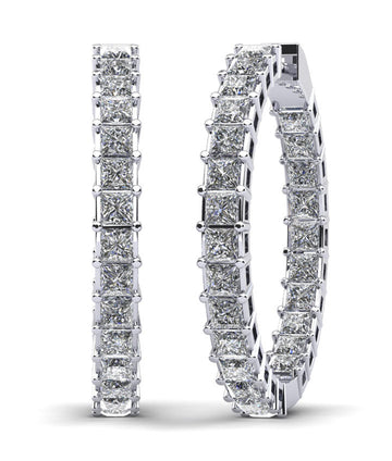 Princess Cut Diamond Hoop Earrings Medium Diamond  with 11.75 ct.(finished) 3.5mm