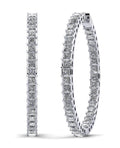 Princess Cut Diamond Hoop Earrings X Large Diamond  with 12.09 ct.(finished) 3mm