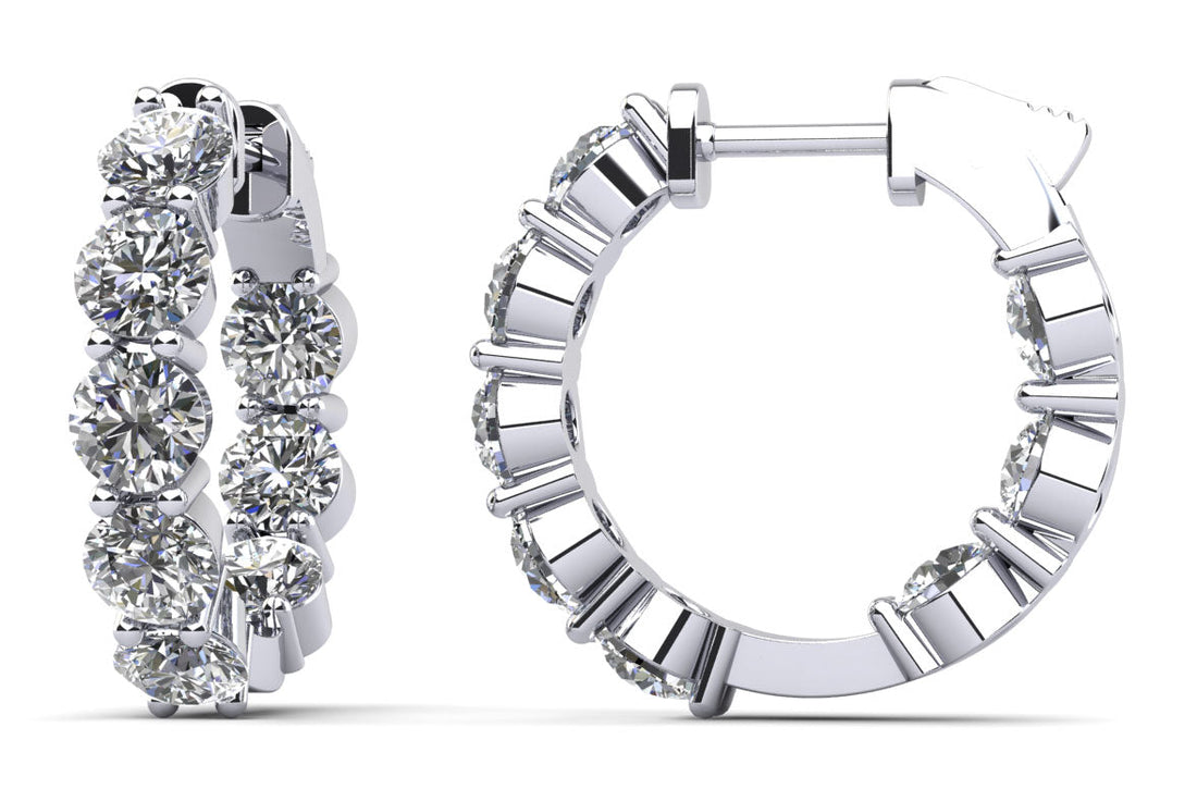 Luxury Inside Out Diamond Hoop Earrings Lab-Grown Diamond  with 8.00 ct.(finished) 5mm