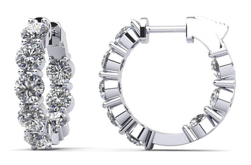 Luxury Inside Out Diamond Hoop Earrings Lab-Grown Diamond  with 2.56 ct.(finished) 3.5mm