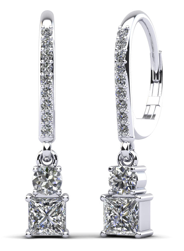 Darling Diamond Drop Earrings Lab-Grown Diamond  with 0.83 ct.(finished) 1.2mm, 2.7mm, 3.5mm