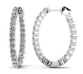 Oval Shaped Classic Diamond Hoop Earrings Medium Diamond  with 3.00 ct.(finished) 2.5mm