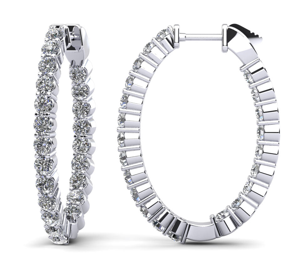 Oval Shaped Classic Diamond Hoop Earrings Medium Lab-Grown Diamond  with 6.46 ct.(finished) 3.7mm