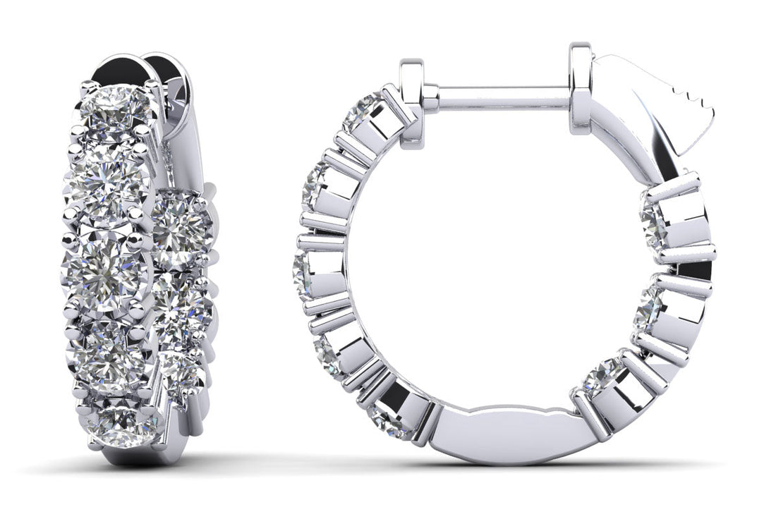 Diamond Crown Hoop Earrings Petite Lab-Grown Diamond  with 1.28 ct.(finished) 2.75mm