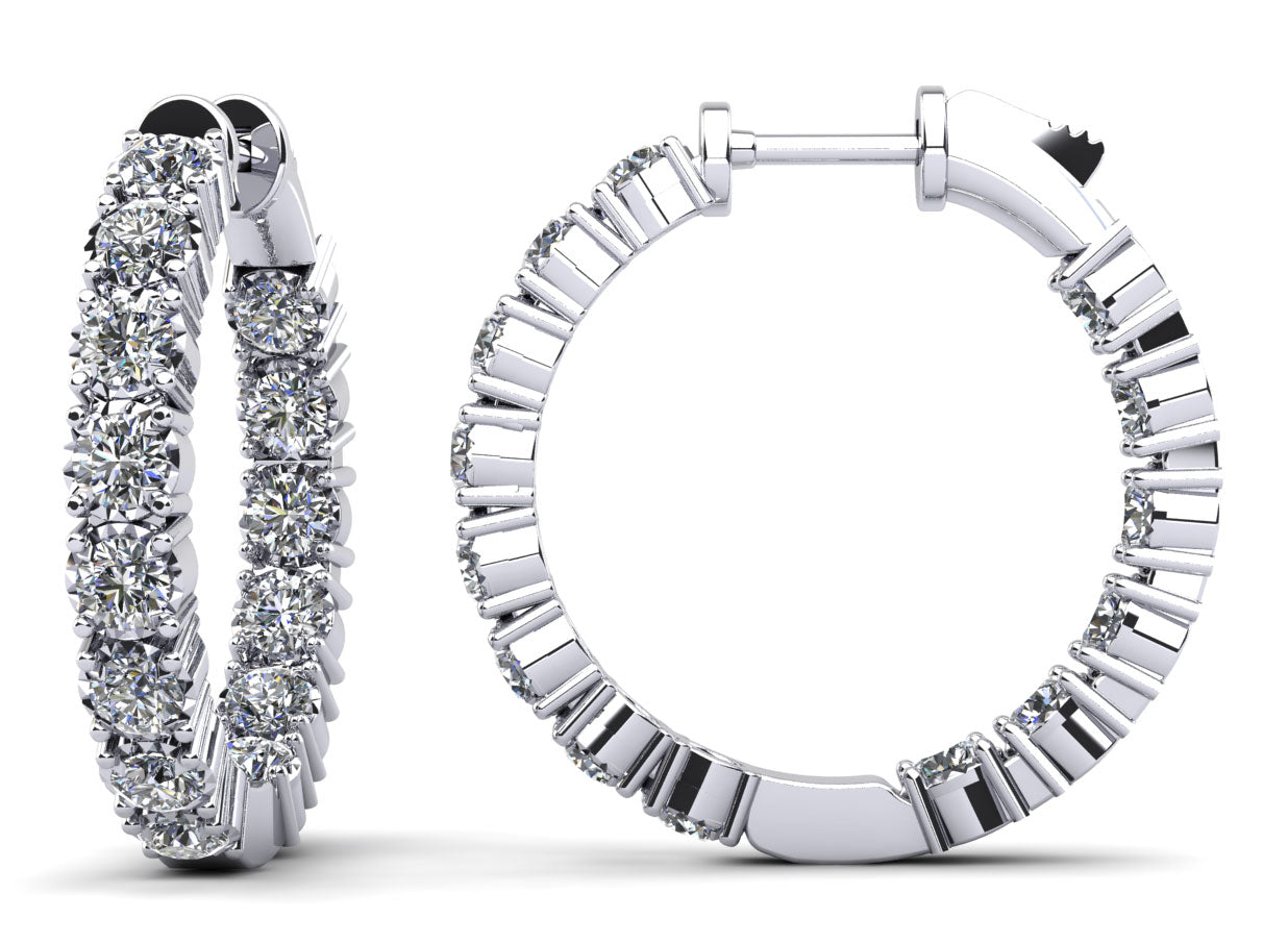 Diamond Crown Hoop Earrings Small Lab-Grown Diamond  with 2.24 ct.(finished) 2.75mm