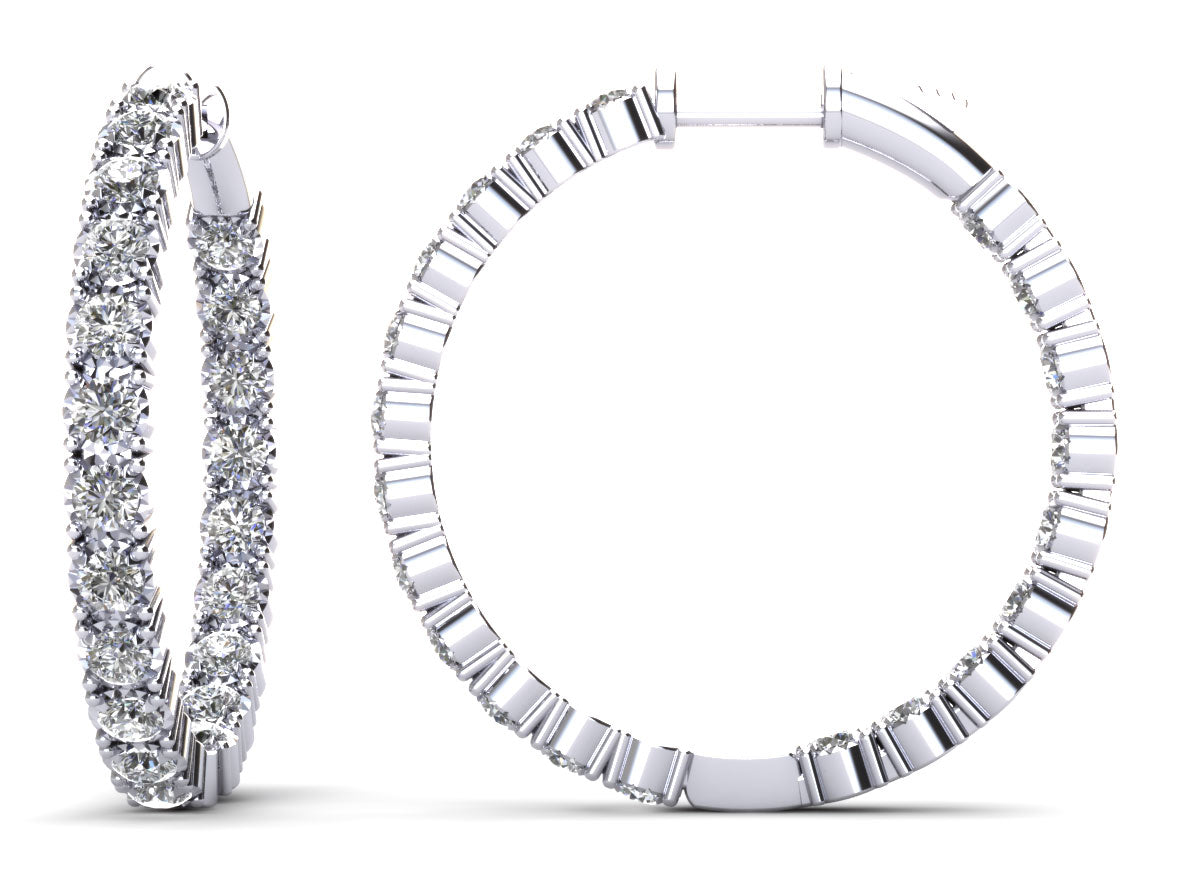 Diamond Crown Hoop Earrings Medium Diamond  with 3.30 ct.(finished) 2.9mm