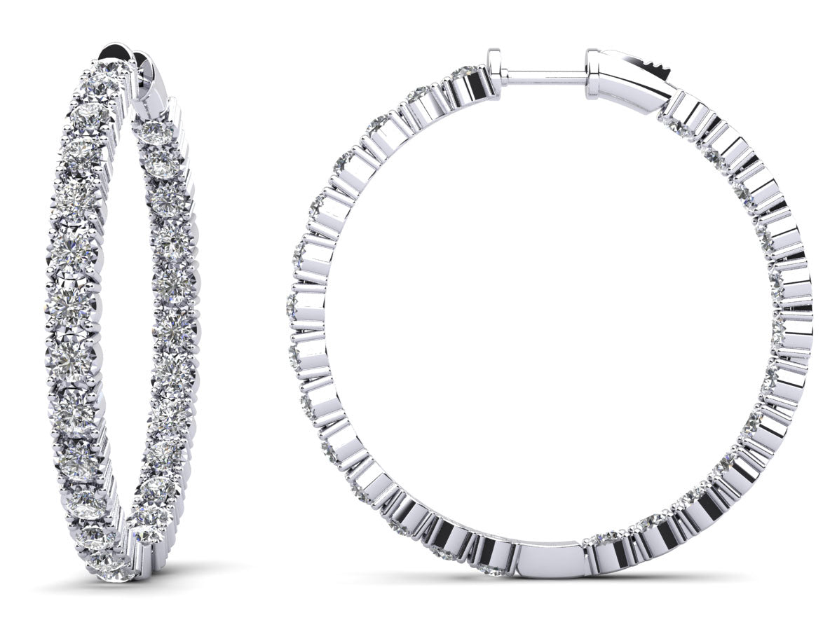 Diamond Crown Hoop Earrings Large Lab-Grown Diamond  with 1.54 ct.(finished) 1.75mm