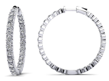 Diamond Crown Hoop Earrings Large Lab-Grown Diamond  with 1.54 ct.(finished) 1.75mm