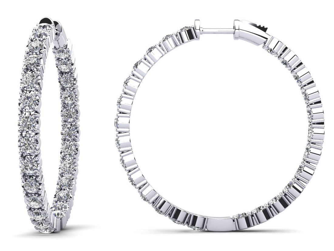 Diamond Crown Hoop Earrings Large Lab-Grown Diamond  with 4.66 ct.(finished) 2.9mm