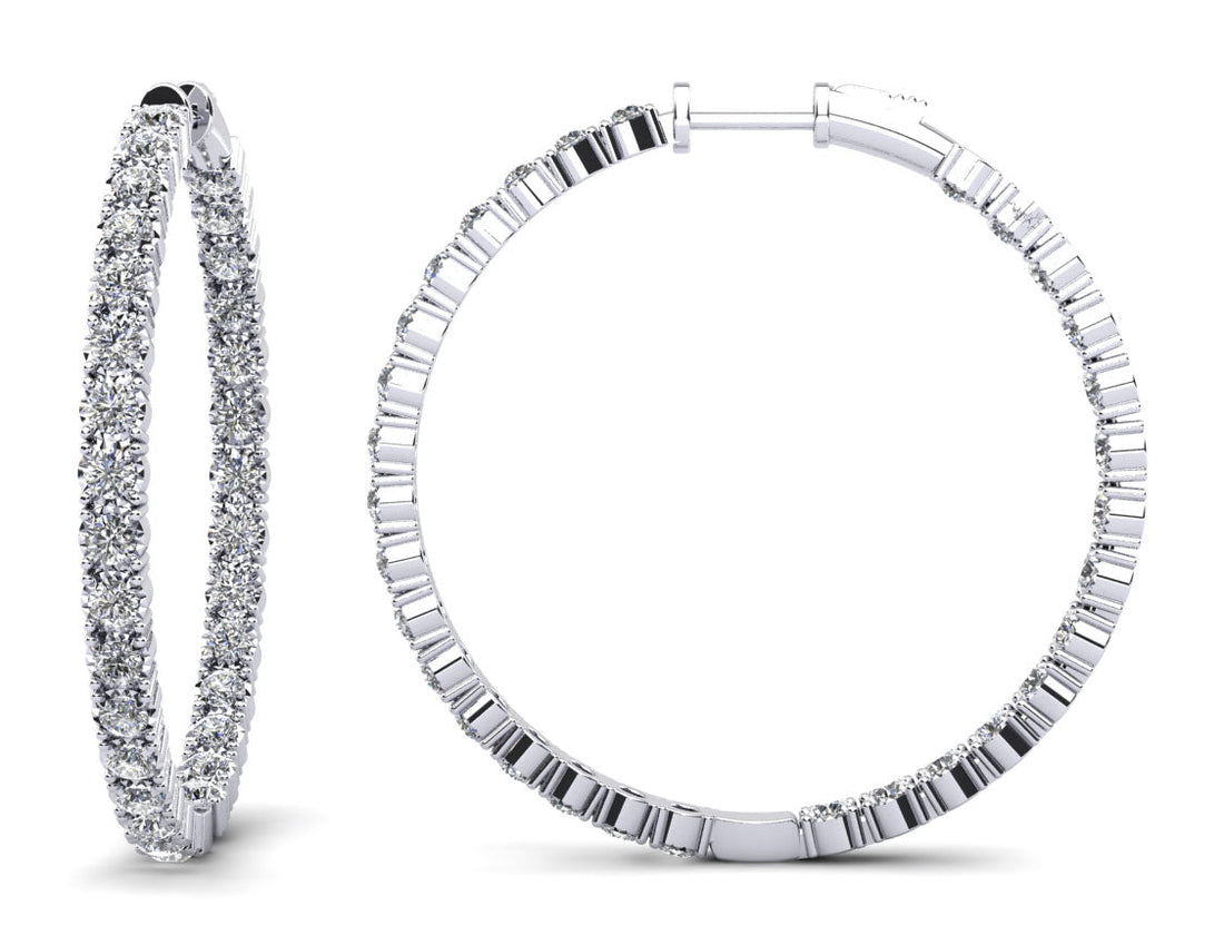 Diamond Crown Hoop Earrings X Large Lab-Grown Diamond  with 4.96 ct.(finished) 2.75mm