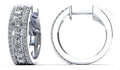 Three Row Brilliant Huggie Diamond Hoop Earrings Lab-Grown Diamond  with 0.85 ct.(finished) 1mm, 2mm